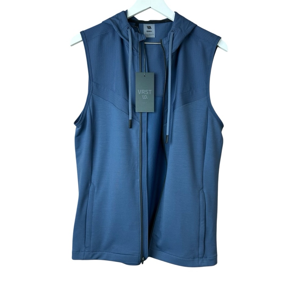 Vrst Golf Fz Zip Hoodie Vest Indigo Navy Sleeveless Jacket Men Sz Small Nwt